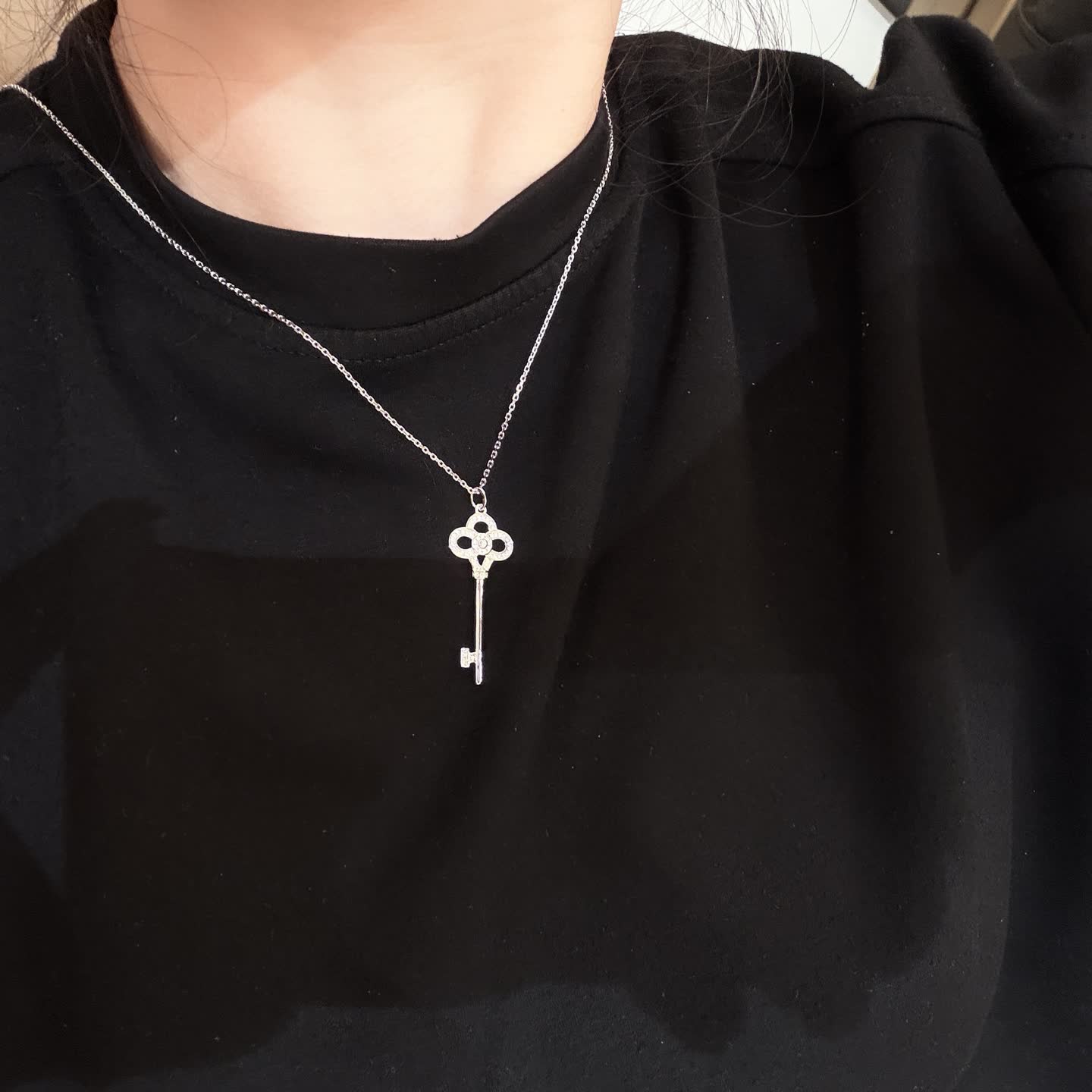 Tiffany & Co Silver Key Pendant with Diamonds